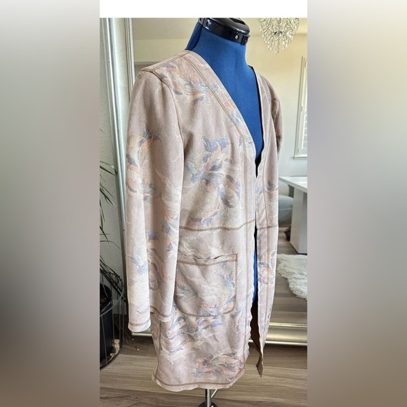 SOLITAIRE Anthropologie Vegan Suede Floral Dusty Rose Jacket Duster Size M - Picture 3 of 11